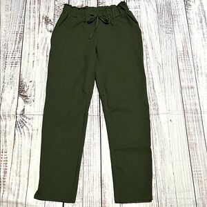 Joie Pants Women XS Green Stretch Drawstring Waist Straight Leg Trousers Classic